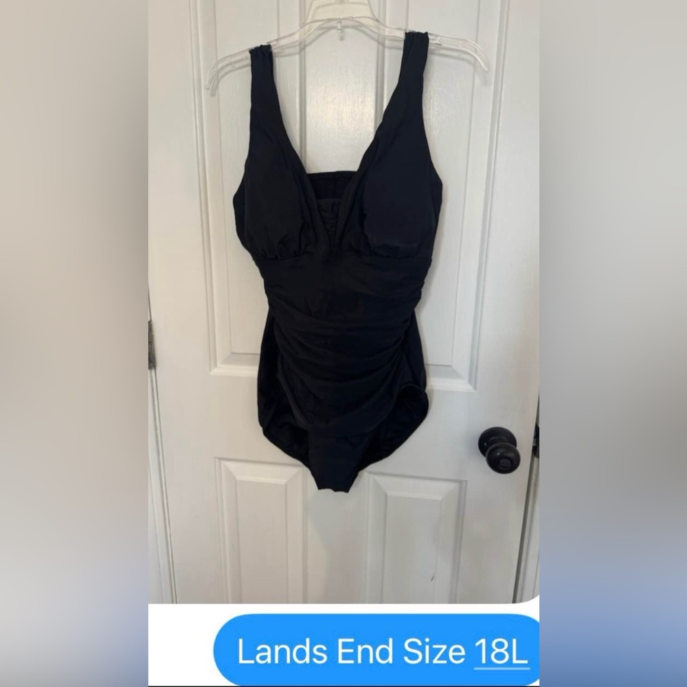 Lands' End Black Grecian Women’s Swimsuit
